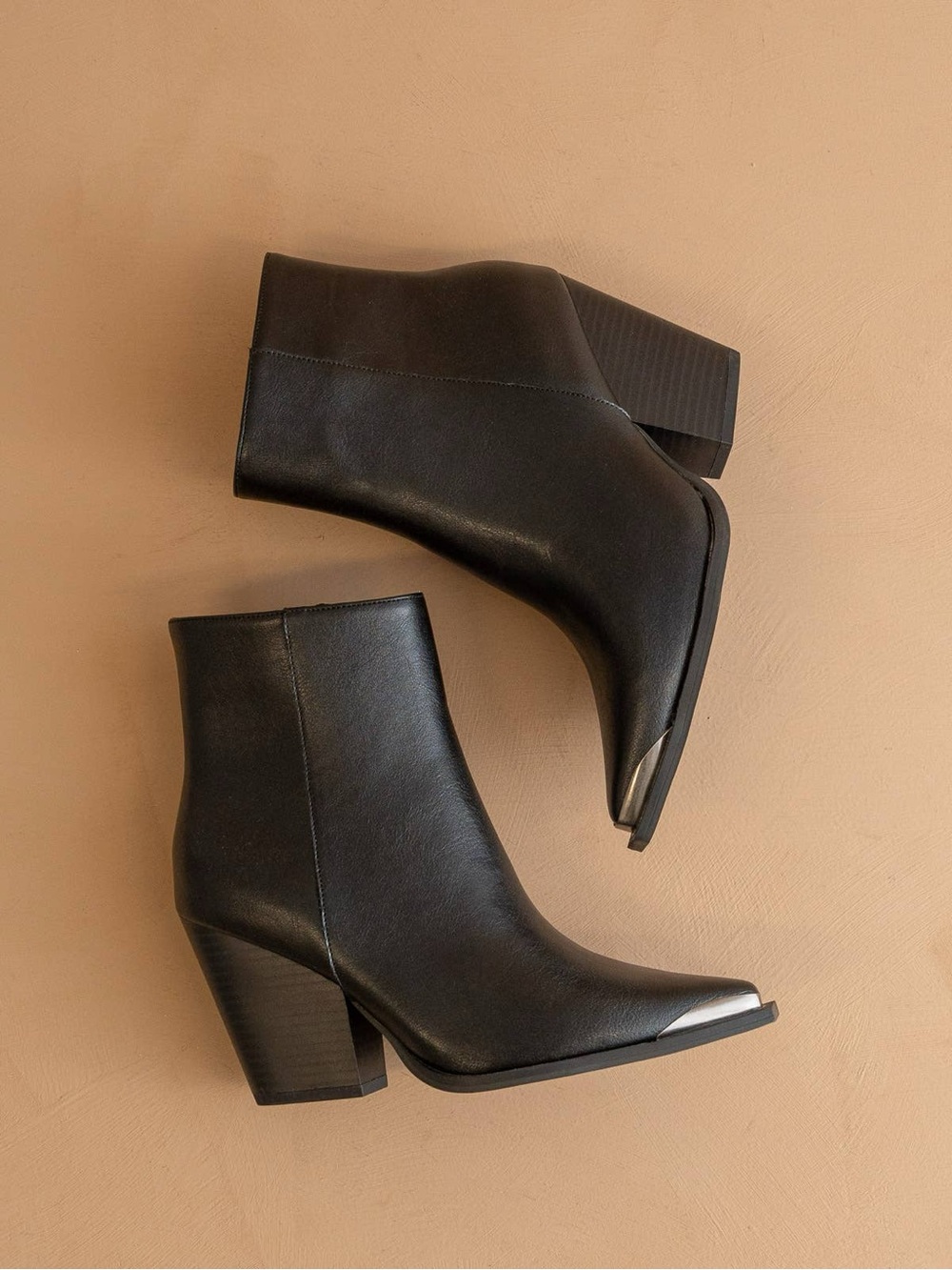 NWT Women's Black Ankle Boots with Silver Toe Cap